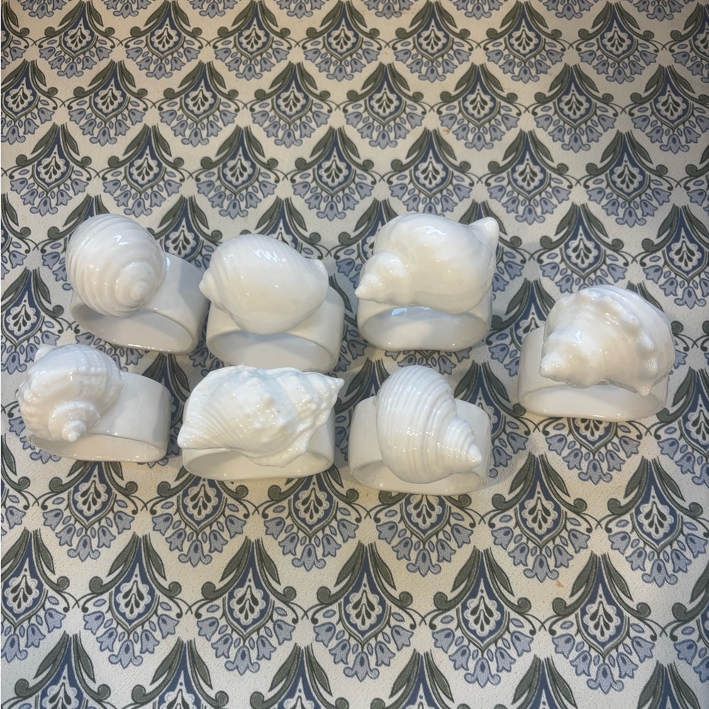 White Ceramic Shell Napkin Holders (7)